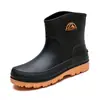 Botas de lluvia cortas transfronterizas para hombre, antideslizantes, impermeables, de moda, con forro polar, zapatos de goma, para trabajo en cocina, zapatos de agua, cubrebotas