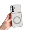 Compatible con Samsung S26FE Funda de teléfono de cuero texturizado Corning con soporte magnético giratorio de 360 grados, S25 ventana de visualización grande, A57 cubierta protectora