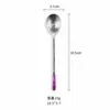Colher pura de titânio transfronteiriça com padrão de cristal de gelo, colher estilo coreano para restaurantes, colher de sobremesa, colher de arroz doméstica com cabo longo, talheres de cabo colorido