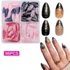 96 piezas de puntas de uñas French glitter con forma de estrella y luna, estilo europeo y americano, desmontables y ponibles, al por mayor