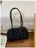 Bolsa de almofada de bolinhas de alta qualidade e estilosa para mulheres, nova bolsa de boliche retrô de nicho, bolsa de ombro sob o braço, moderna