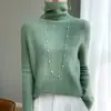 Suéter 100% Lana para Mujer, Otoño e Invierno, Cuello Holgado, Suéter Versátil Holgado y Cómodo, Camisa Base Gruesa de Cuello Alto, Estilo Corto
