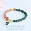 Pulsera de Jade Natural Grado A de Guan Yu con Cuentas Azules de Abaco y Vainas de Loto Joyería Venta al por Mayor en Vivo S5052703
