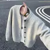 Suéter cárdigan de botones Khaki Cleanfit para hombre, Otoño, Tejido perezoso de alta gama, Ropa exterior holgada para pareja