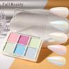 Cross-border novo 6 cores glitter unha pó encaixotado sólido magic mirror pó Aurora nail powder decoração atacado unha