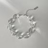 Pulseira Simples de Luxo Leve com Contas de Cristal Branco Transparente para Mulheres Design de Nicho Elegante Moda Elegante Pulseira Versátil
