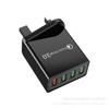 Cabezal de carga multipuerto 4USB Cabezal de carga rápida para teléfono móvil de 18 W QC3.0 + 3U2A Cargador de viaje estándar europeo y americano estándar británico