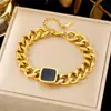 Pulsera de joyería de moda dorada ins para combinar con todo, pulsera de acero de titanio simple de lujo ligero, trébol de cuatro hojas para mujer, transfronteriza