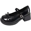 Zapatos de tacón alto estilo Mary Jane para mujer, nueva colección otoño 2026, con lazo, suela gruesa, puntera baja y tacón grueso