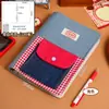 Manual de Tela Vaquera Retro de Color Contrastante, Libro de Hojas Sueltas A5, Página Interior en Blanco, Bloc de Notas para Sellos de Viaje y Check-In, Diario de Estudiante