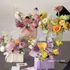 Bolsa de Tote con Patrón de Diamantes Macaron, Bolsa Impermeable para Arreglos Florales, Empaque para Ramos de Flores, Suministros para Floristería, Bolsa de Transporte para Empaque DIY