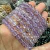 Pulseira de Cristal Rosa Ametista Natural 8mm Cristal Branco Várias Pedras Preciosas Cristal Pedra Bruta Pulseira Cinco Elementos Atacado