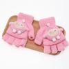 Luvas Flip Infantil Ovo Dos Desenhos Animados Meninas Outono e Inverno Meio Dedo Estudantes Escrevem Crianças Médias e Grandes à Prova de Frio Quente Engrossado