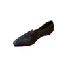 Zapatos de salón bajos de punta cuadrada estilo francés old money para mujer, nuevo modelo otoño 2026, cómodos y versátiles zapatos negros para ir al trabajo, estilo popular