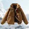 2026 En stock transfronterizo estilo minimalista color liso cuello alto chaqueta de algodón para hombre, nueva versión coreana de invierno, moderna y de corte holgado