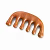 Pente de Sândalo Dourado com Cinco Dentes para Massagem na Cabeça, Pente Meridian com Dentes Grandes e Largos para Gua Sha, Pente de Presente Gravado com Cinco Dentes