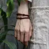 Pulseiras de Sândalo Vermelho com Design Original para o Ano de Nascimento, Acessórios de Contas de Buda com Escultura de Lótus para Casais, Pulseiras para Homens e Mulheres