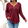 Nova moda feminina europeia e americana para e-commerce transfronteiriço, disponível em sites independentes e na Amazon, com uma coleção outono/inverno de blusas de zíper, caneladas e de manga comprida em tamanhos grandes