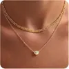 Collar de Diamantes Europeo y Americano Transfronterizo Más Vendido para Mujer, Latón Galvanizado, Lujoso y de Moda, Para Llevar en Capas con Cadena para Clavícula