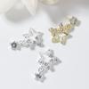Nuevo dije de diamante para joyería de uñas, aleación de oro y plata, metal tridimensional, diamante, estrella de cinco puntas, joyería para uñas al por mayor