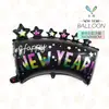 Feliz Año Nuevo Globos de Papel de Aluminio de 18 pulgadas Celebra la Nochevieja con Estrellas Fugaces, Copas de Vino y Estrellas de Cinco Puntas Decoraciones de Feliz Año Nuevo
