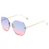 Nuevas Gafas de Sol sin Montura de Borde Cortado, Gafas de Sol Modernas y Elegantes para Mujeres con Caras Grandes, Adelgazantes, Anti-UV, Gafas de Sol de Moda