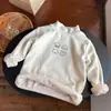 Nueva Camiseta Base Gruesa para Niños, Nueva Camiseta Cálida de Invierno Estilo Coreano con Rayas y Cuello Semi-Alto con Dibujos Animados para Niños y Niñas