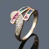 Anillo de Zirconia Floral Colorido Nuevo y Creativo de Amazon para Mujer Anillo Sencillo de Doble Cabeza para Pareja Anillo de Zirconia con Pétalos