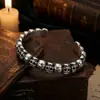 Pulseira Fantasma Gótica Personalizada da Moda Estilo Punk Retrô Caveira Diablo Aço Inoxidável 9mm Pulseira Masculina