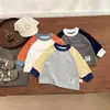 Camiseta de Manga Larga para Bebé Ropa de Otoño para Niños, Versátil Camiseta Básica de Color Contrastante de Moda, Ropa Casual y Cómoda de Primavera para Niños