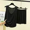 Conjunto de Chaleco y Shorts de Modal para Mujer Verano Color Sólido Sexy Holgado Delgado Casual Conjunto de Dos Piezas
