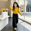 Conjunto de Pantalones Cargo Casuales de Otoño para Niñas, Sudadera Cropped para Niñas Mayores, Conjunto de Dos Piezas de Moda Fresca de Otoño para Niñas