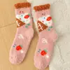 Meias de Cano Médio com Desenhos Fofos de Comida Colorida para Mulheres, Meias para Chão de Casa para Mulheres, Meias Grossas para Dormir Transfronteiriças para Mulheres, Produtos Coreanos Transfronteiriços