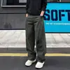 Nova Coleção Outono Masculina Solta Confortável Fashion Estiloso Tendência Versátil Simples Alta Qualidade Perna Reta Cor Sólida Casual Calça Longa