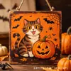 Placa de Madeira de Gato Engraçado para Halloween Transfronteiriça Estilo Americano Abóbora Gato Preto Decoração Atmosfera Festiva Artesanato
