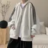 Chaqueta deportiva a rayas de tres barras con cremallera, estilo americano, moderna, para hombre y mujer, abrigo y sudadera versátiles de moda, uso rudo para otoño e invierno