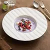 Sombrero de Paja con Patrón de Línea de Fábrica Plato de Cerámica Sentido de Lujo Hotel Restaurante Comida Occidental Plato para Sopa Pagatine Plato para Ensaladas de Frutas