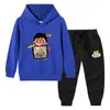 Nova coleção outono/inverno 2023 roupas infantis transfronteiriças conjunto de duas peças para bebê com capuz, suéter e calça, algodão, manga longa
