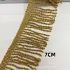 Suministro Directo de Fábrica de Cuerda de Barba de Hilo Dorado de 5cm7cm, Encaje de Borla, Cuerda Retorcida de Hilo Dorado de Alta Venta, Borde de Borla Retorcida