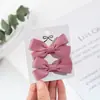Novo Estilo Coreano Presilha Doce com Laço para Cabelo Infantil Presilha Lateral de Bebê Presilha de Cabelo com Tecido Totalmente Coberto Adorno de Cabeça de Princesa