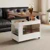 Mesa Auxiliar Plegable para Sofá Móvil, Mesa de Centro para Sala de Estar, Carrito con Almacenamiento, Mesa Auxiliar Ajustable en Altura