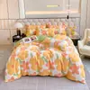Suave juego de ropa de cama de lujo con estampado floral rosa, tela cepillada de doble cara engrosada, fresco y dulce, adecuado para todas las estaciones en el dormitorio