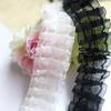 Renda plissada de organza preto e branco 4cm peça de vestuário costura decorativa DIY acessórios para embalagem de buquê feito à mão