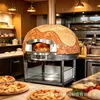 Forno de Pizza de Mesa Personalizado 1m Gás Elétrico Frutífera Carvão Forno de Pizza Italiano Forno de Pizza Rotativo