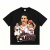 Camiseta de Manga Corta de Algodón Puro Verano Stewell Curry para Hombre, Top Unisex Retro Americano de Cuello Redondo de Media Manga