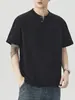 Ropa para Hombre Fengshe / Nuevo Verano 2026 Camiseta para Hombre con Cuello Henry, Popular Camiseta de Manga Corta con Tejido Jacquard
