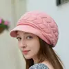 Conjunto de Chapéu Boina Versátil de Cor Sólida para Outono e Inverno, Moda Transfronteiriça, Chapéu de Lã Tricotado Espessado e Forrado com Fleece para Mulheres de Meia-Idade e Idosas