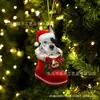 Meias de Natal Novas 2023 Decoração Pendente de Árvore de Natal de Cachorro Pingente Acrílico Plano Pingente de Decorações para Casa
