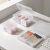 Clasificación al por mayor Caja de almacenamiento pequeña de plástico con tapa Papelería Oficina Escritorio Caja de almacenamiento transparente esmerilada con pegatinas