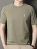 Nueva Camiseta Casual de Manga Corta con Cuello Redondo para Hombre de Verano Moda para Mediana Edad Todo Fósforo Transpirable Top Comercio Exterior Pelo